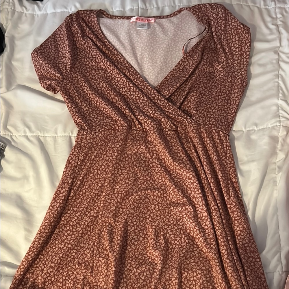 Hot Kiss Brown Patterned Dress